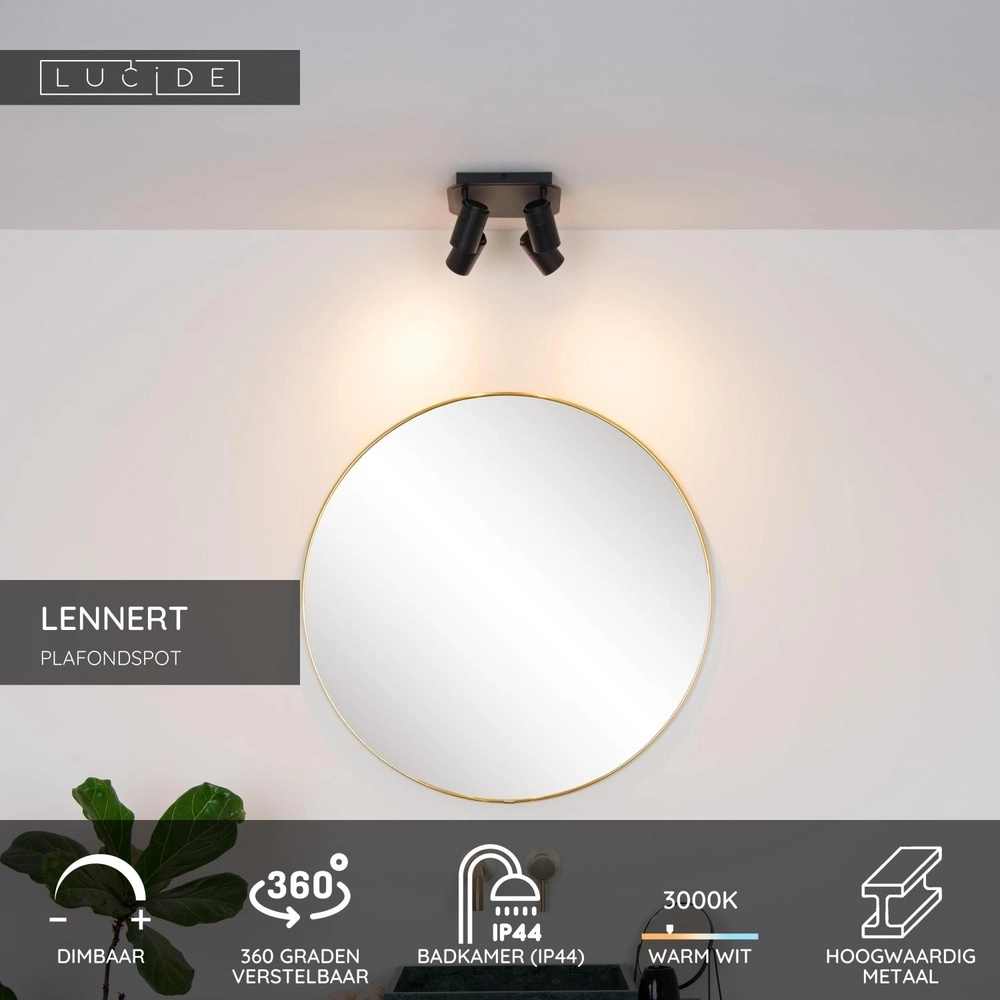 Ceiling spotlight Lennert 4-light black Lucide 5411212262707