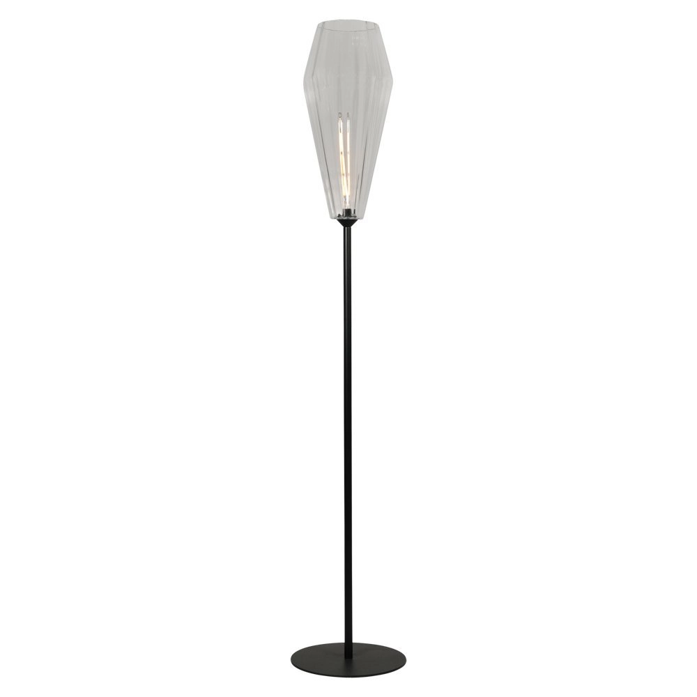 Black floor lamp Diamond 190cm with clear glass
