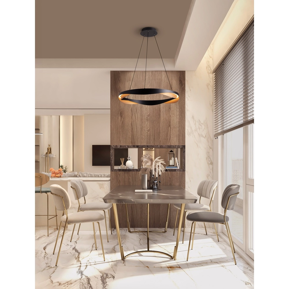 Pendant lamp Radon Ø 65cm black with gold Lyora 5212017452504