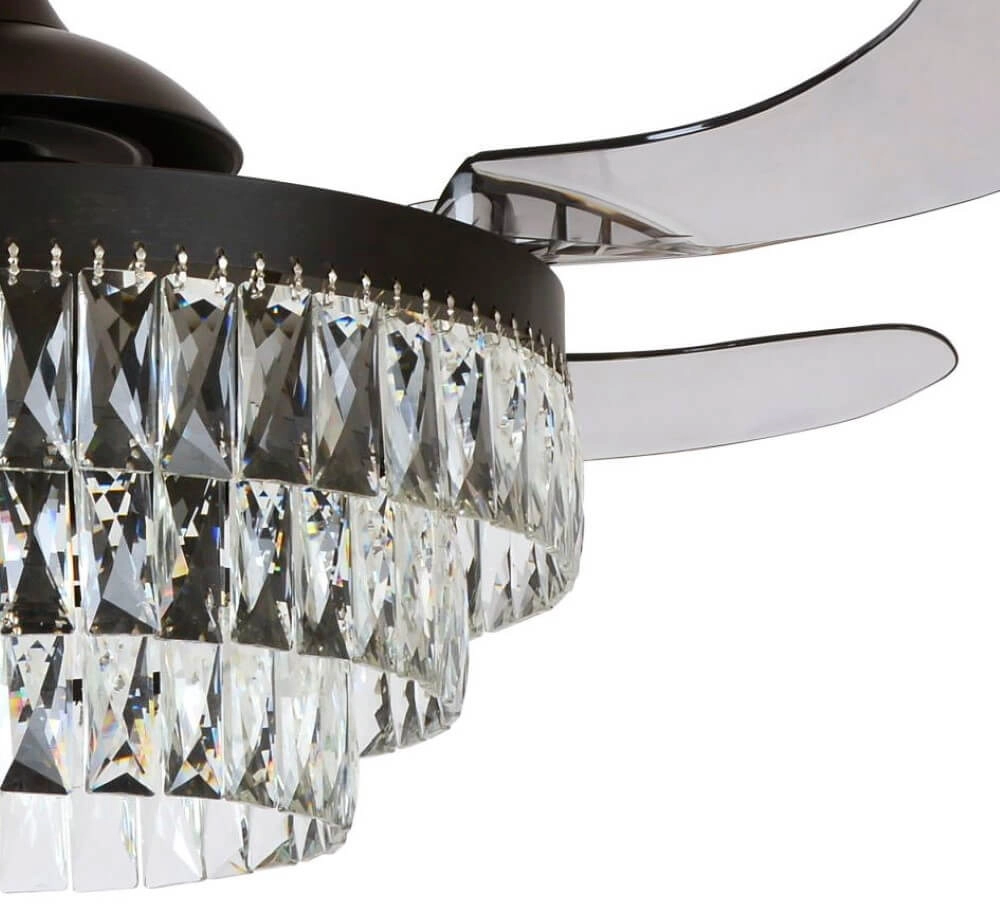 Black ceiling fan with crystal Fanway Veil Ø 122cm Beacon 9333509143970