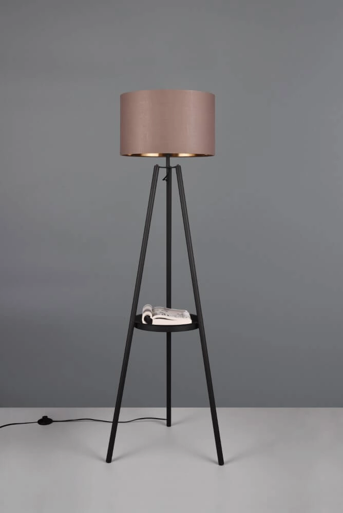 Standing floor lamp Colette black with taupe shade Trio 4017807574548