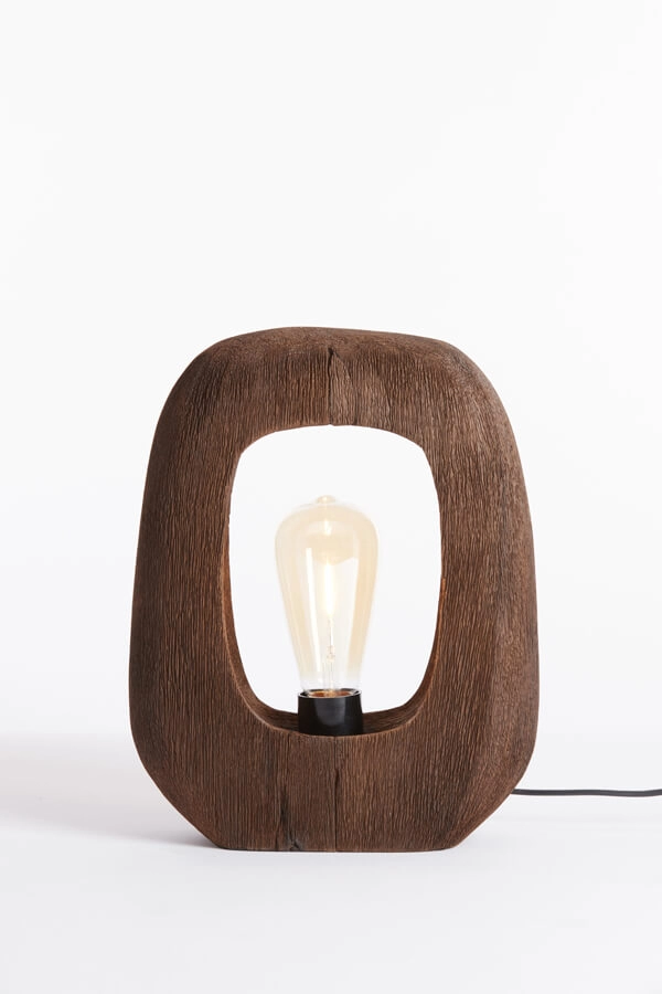 Dark wood table lamp Kelafo 24 x 30cm