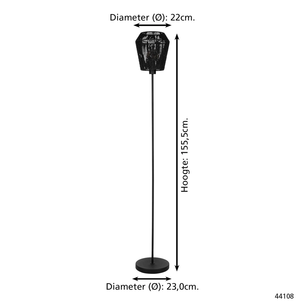 Rope Floor Lamp Persley Ø 22cm - black Eglo 9002759441081