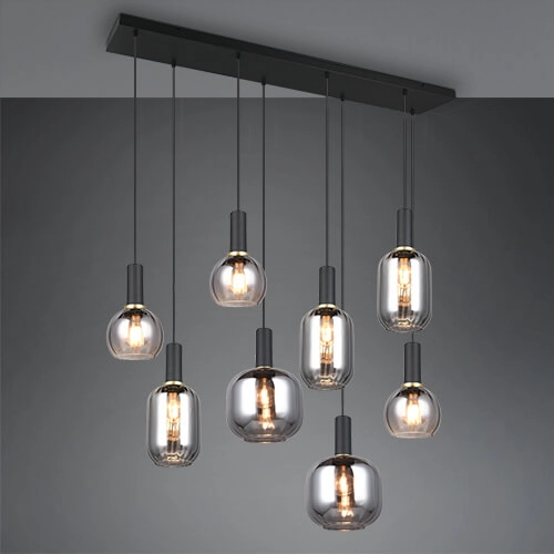 Dining room pendant lamp Diva 8-light - smoke glass