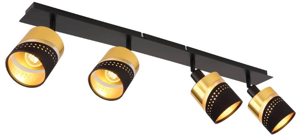 4-light ceiling spotlight Or black with gold