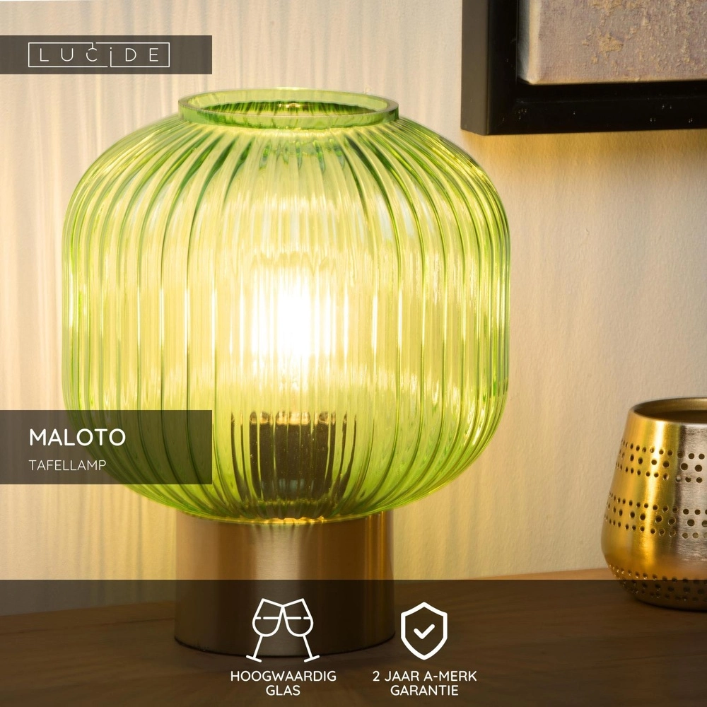 Table lamp Maloto Ø 20cm green Lucide 5411212451248