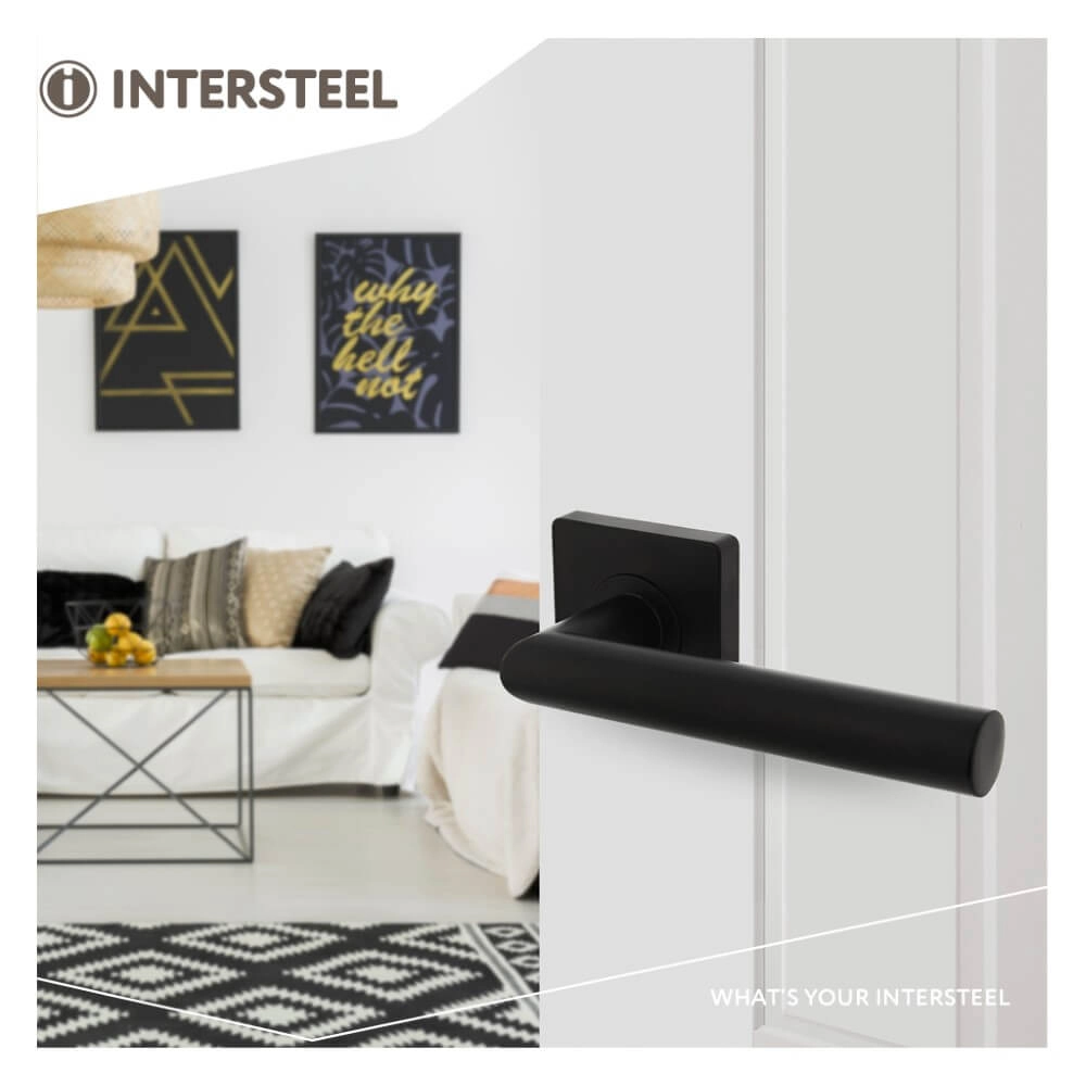 Door handle Bastian on rosette square black Intersteel 8714186499108
