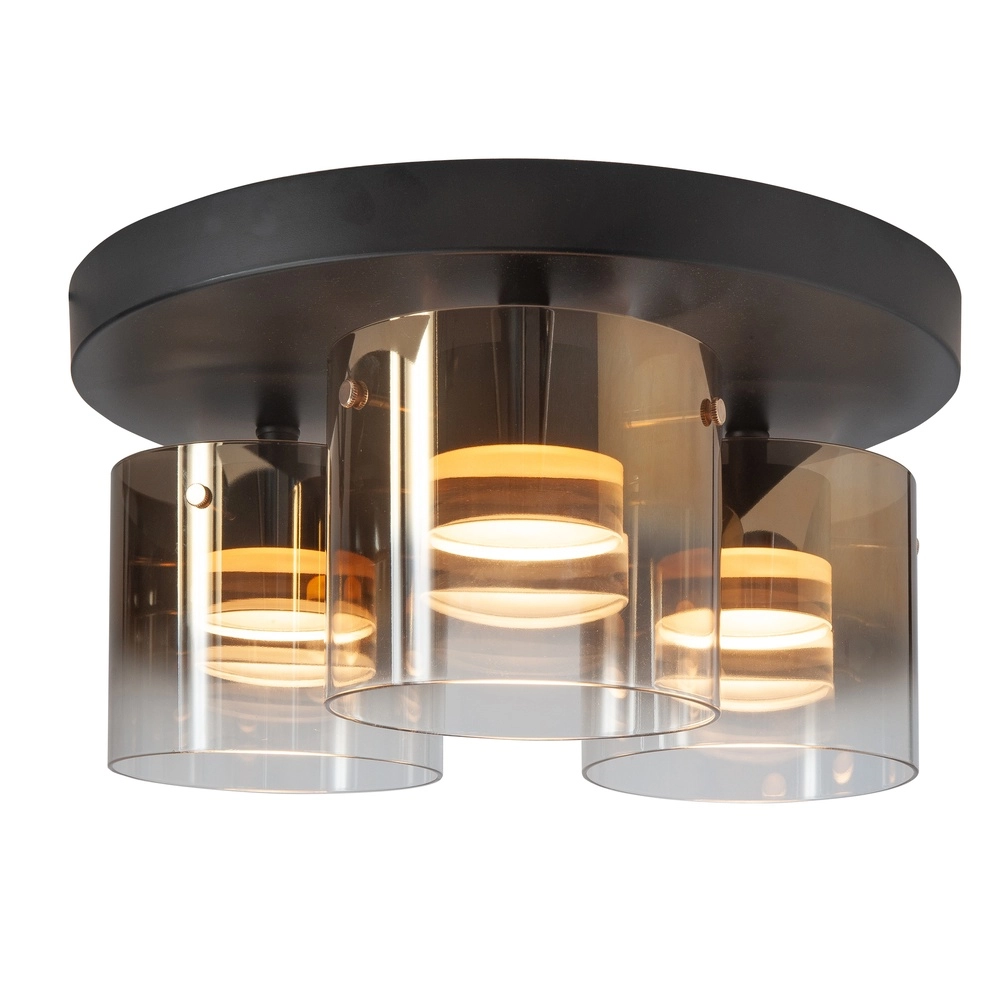 3-light ceiling lamp Salerno black with gold glass