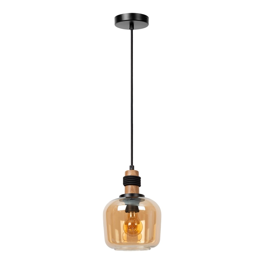 Pendant lamp Ilona Ø 18cm black with amber glass