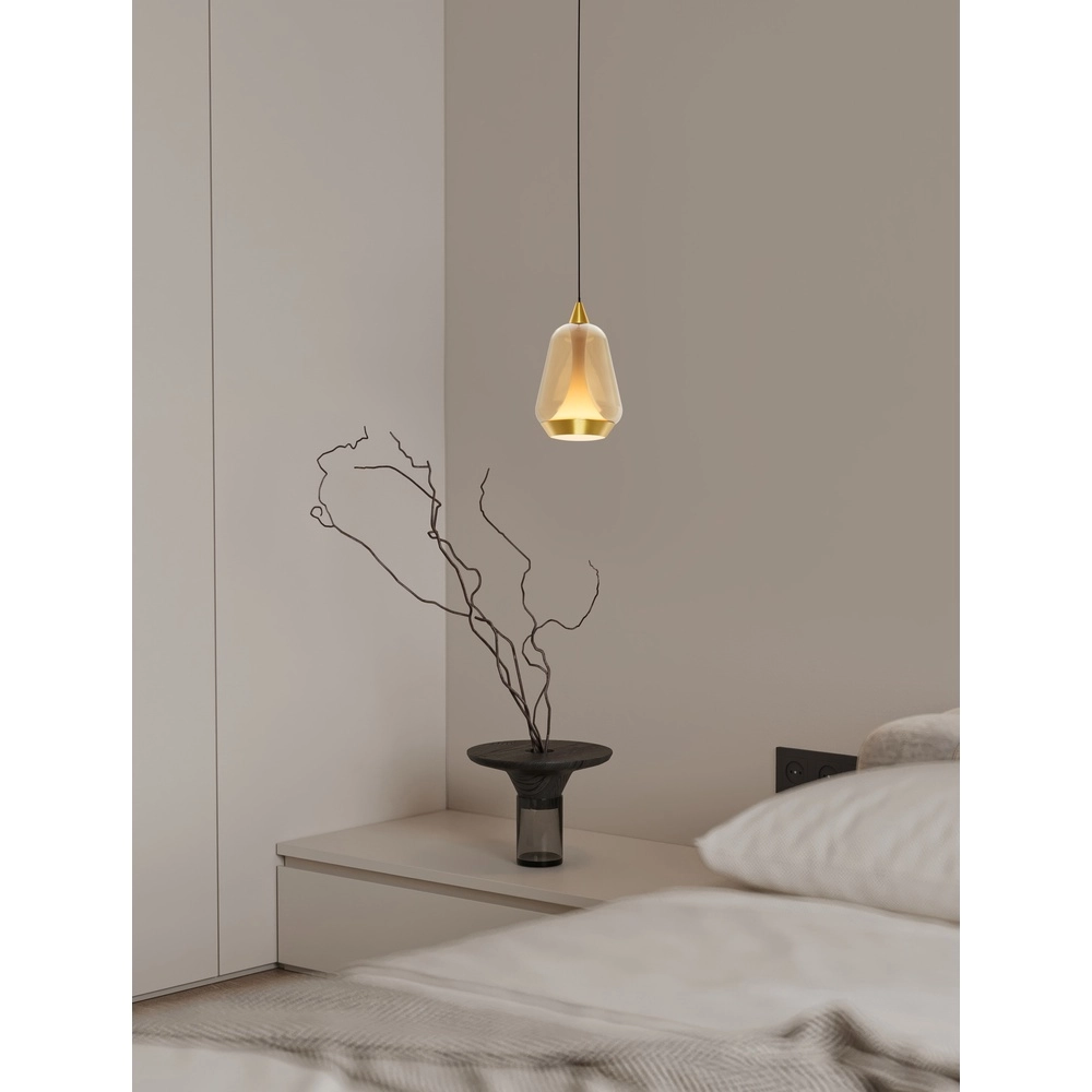 Design pendant lamp Alish 1-light amber glass Lyora 5212017477699