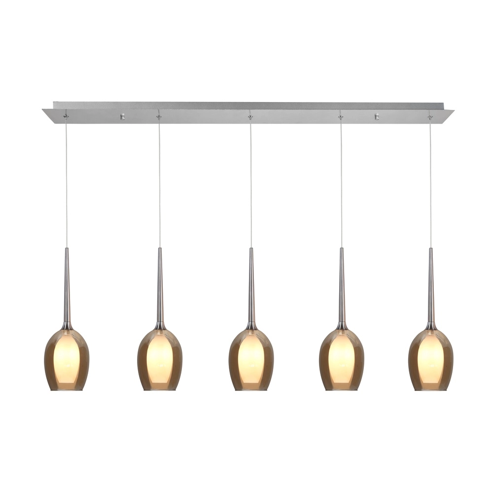 Pendant lamp Belle nickel 5-light straight