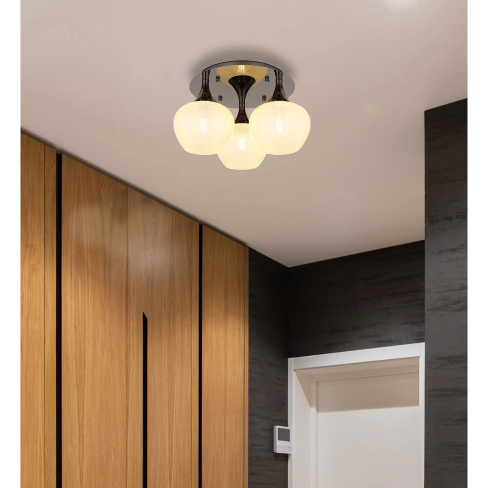 Anthracite ceiling lamp Maxy with white glass 3-lights Ø 45cm Globo 9007371447183
