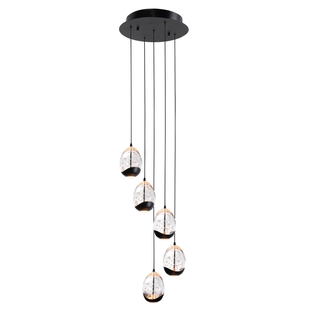 Pendant lamp Clear Egg black 5-lights