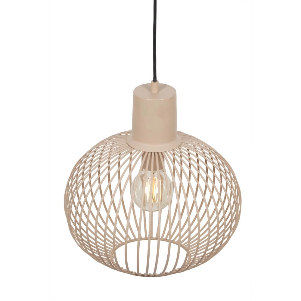 Wire pendant lamp Gila Ø 33cm - sand Trio 4017807617542