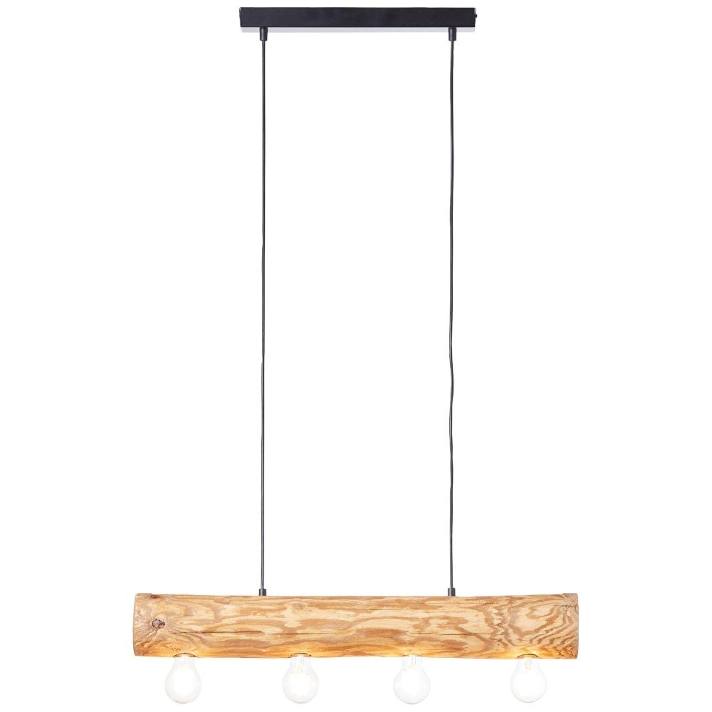 Wooden pendant lamp Trabo 4-light wood with black