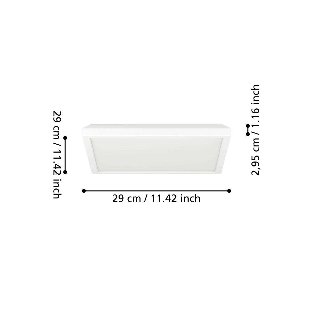 Bathroom ceiling light Rovito Square - White - 29x29cm Eglo 9008606329946