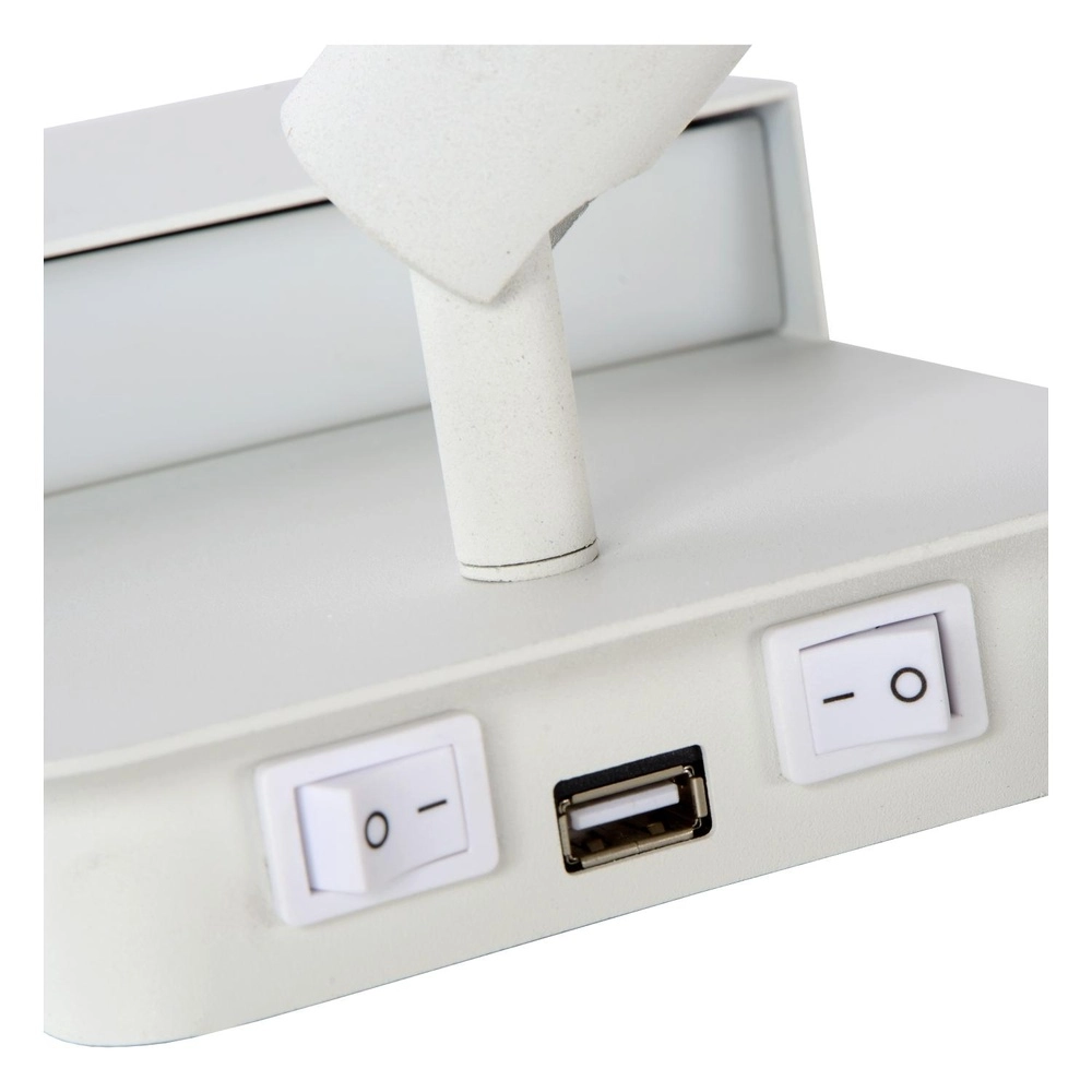 Bedside lamp Boxer white with USB charging point Lucide 5411212791542