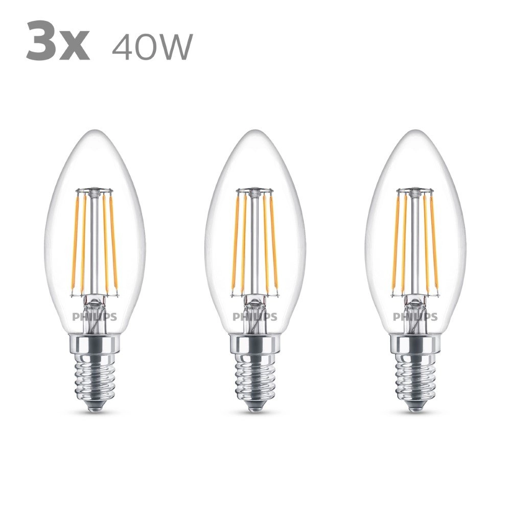 4,3W - E14 - 2700K - 470 lumen set with 3pcs Philips 8718699763817
