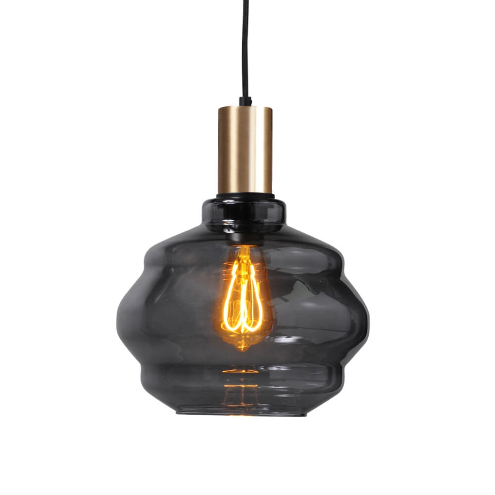 3-light hanging lamp - gold - Porto with Ball smoke glasses - Ø 24cm Masterlight 8718121269603