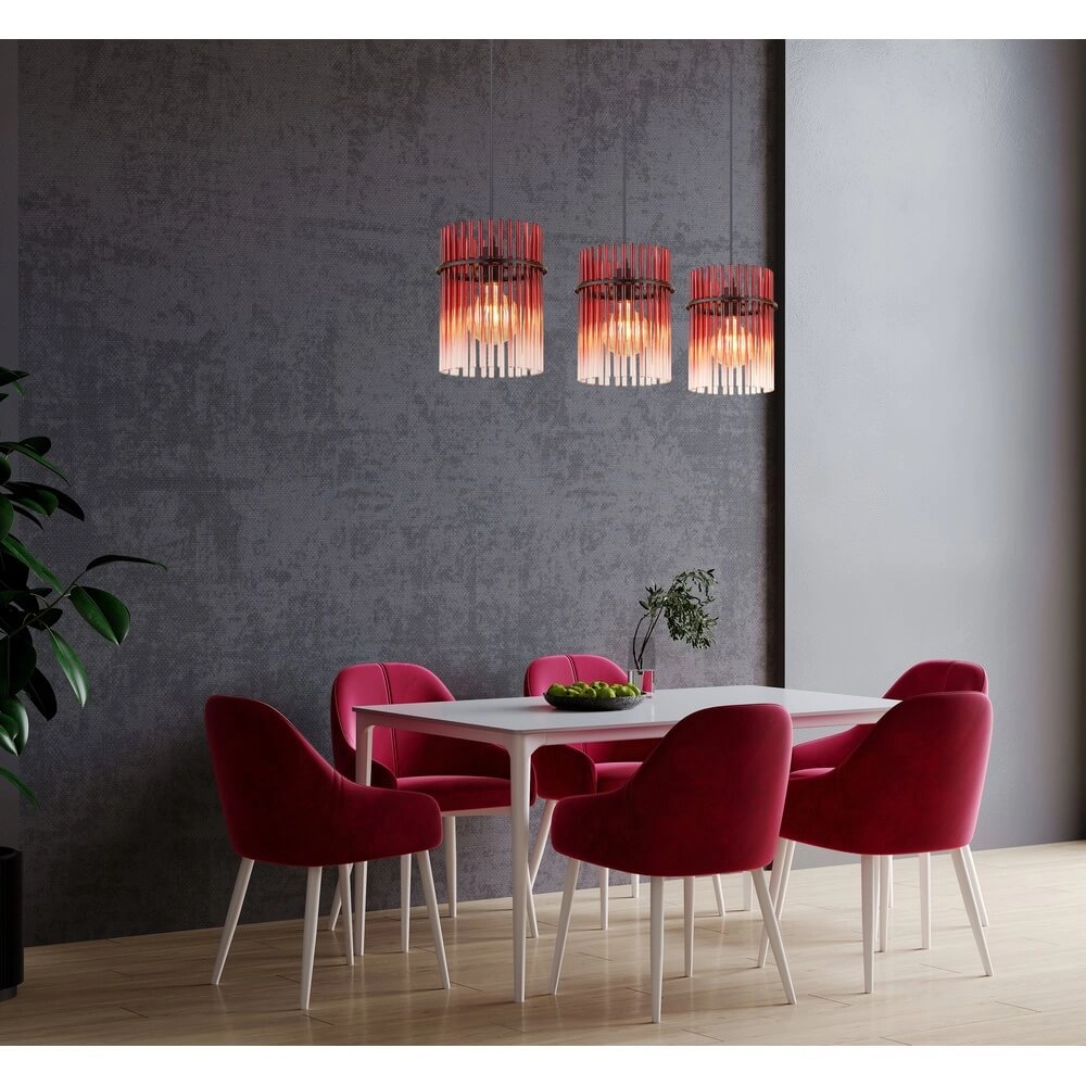 Black pendant lamp Gorley with red glass 3-lights Globo 9007371465965