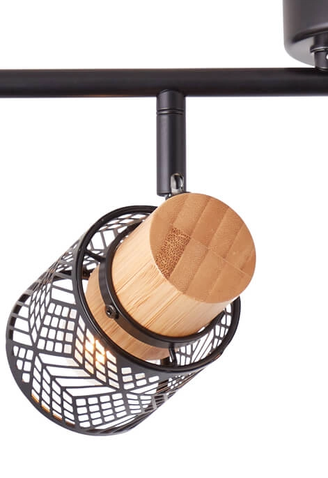 Spots Santy 4-light black with wood Brilliant 4004353391057