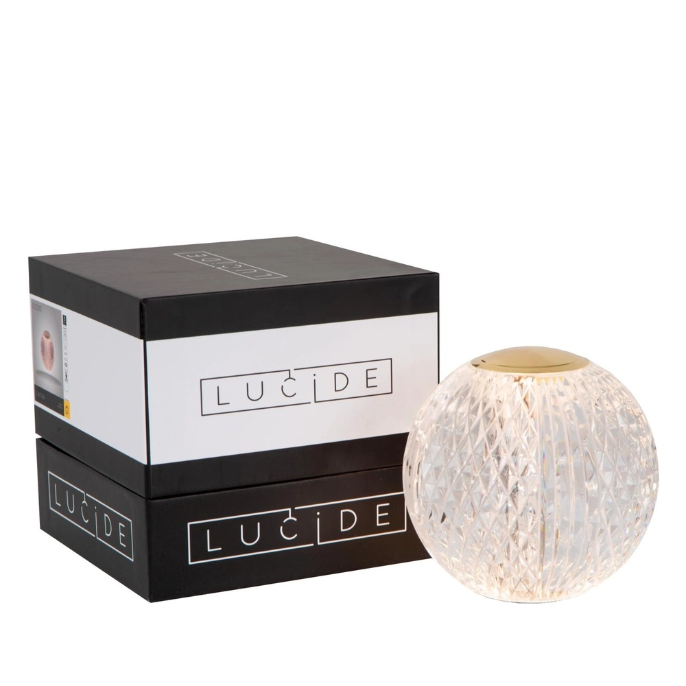 Golden table lamp Cintra rechargeable Ø 11cm - 3000K Lucide 5411212134363