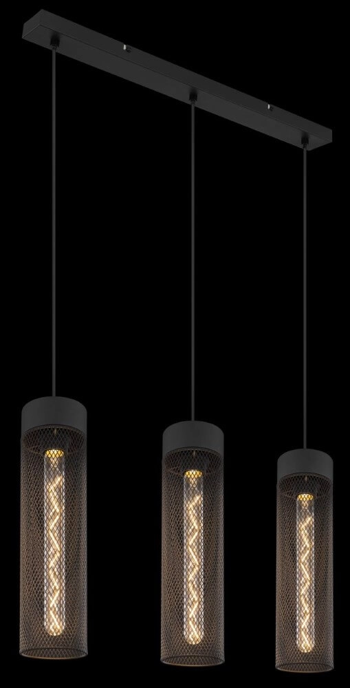 3-light pendant lamp Hans black Globo 9007371432516