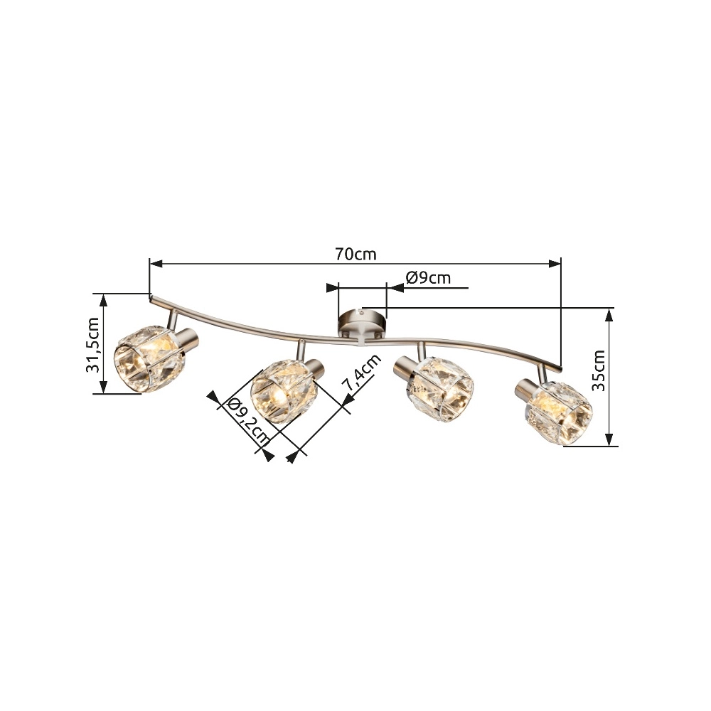 Ceiling lamp Kris 4-light nickel Globo 9007371366255