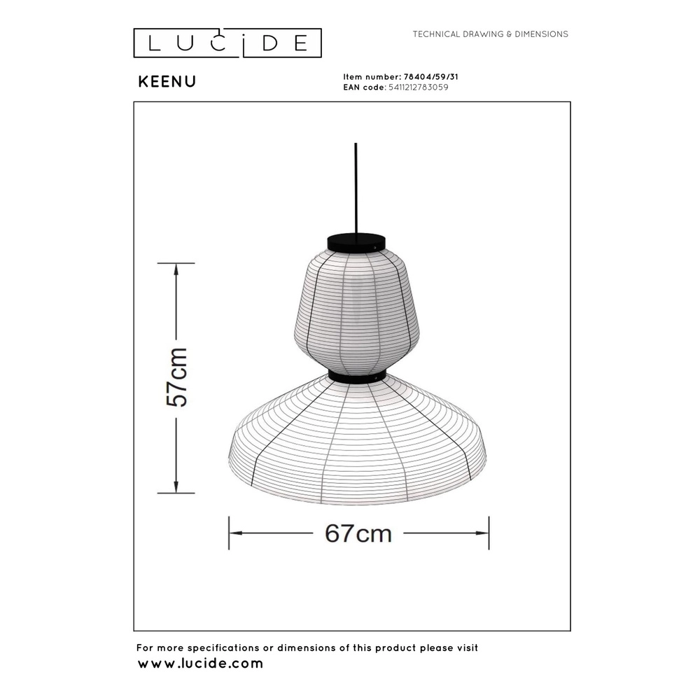Unique pendant lamp Keenu white Lucide 5411212783059