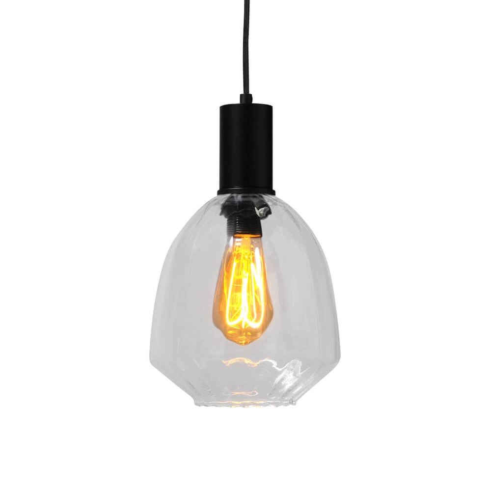 3-light hanging lamp - black - Porto with Nicolette clear lenses Masterlight 8718121269566
