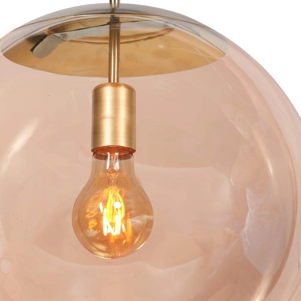 Pendant lamp Bollique Sphere of gold with amber glass Steinhauer 8712746177541