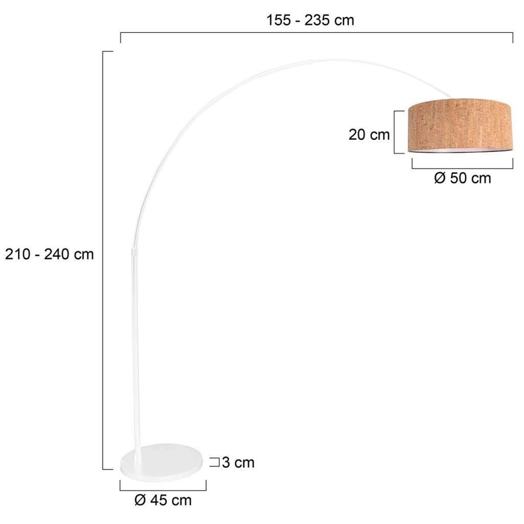 White arc lamp Sparkled Light with cork cap Ø40cm Steinhauer 8712746180442