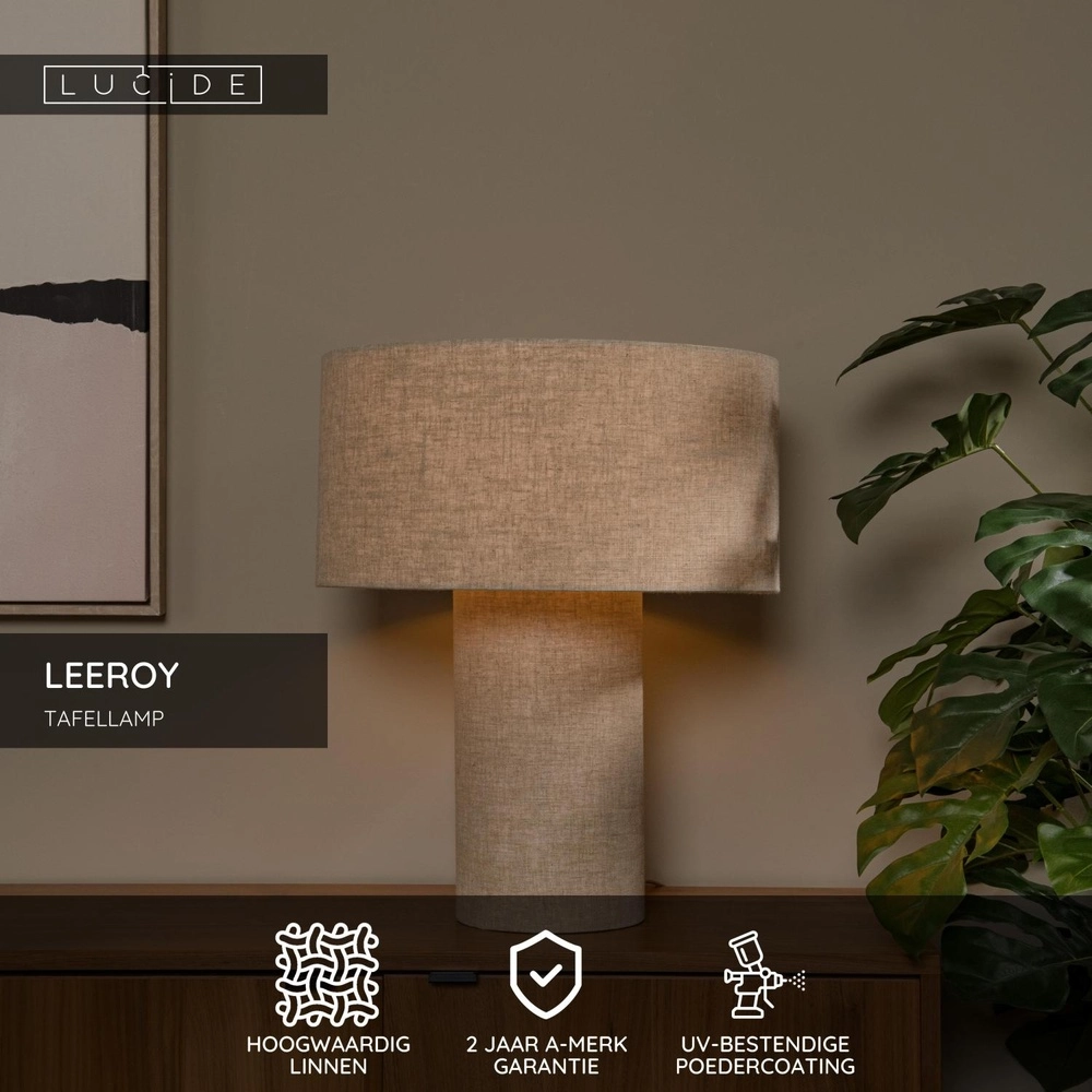 Table lamp Leeroy taupe Lucide 5411212032102