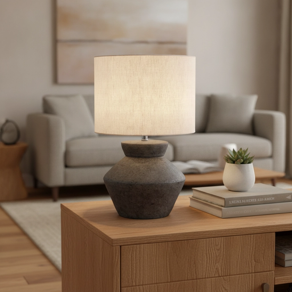 Table lamp Plumage anthracite with cream shade