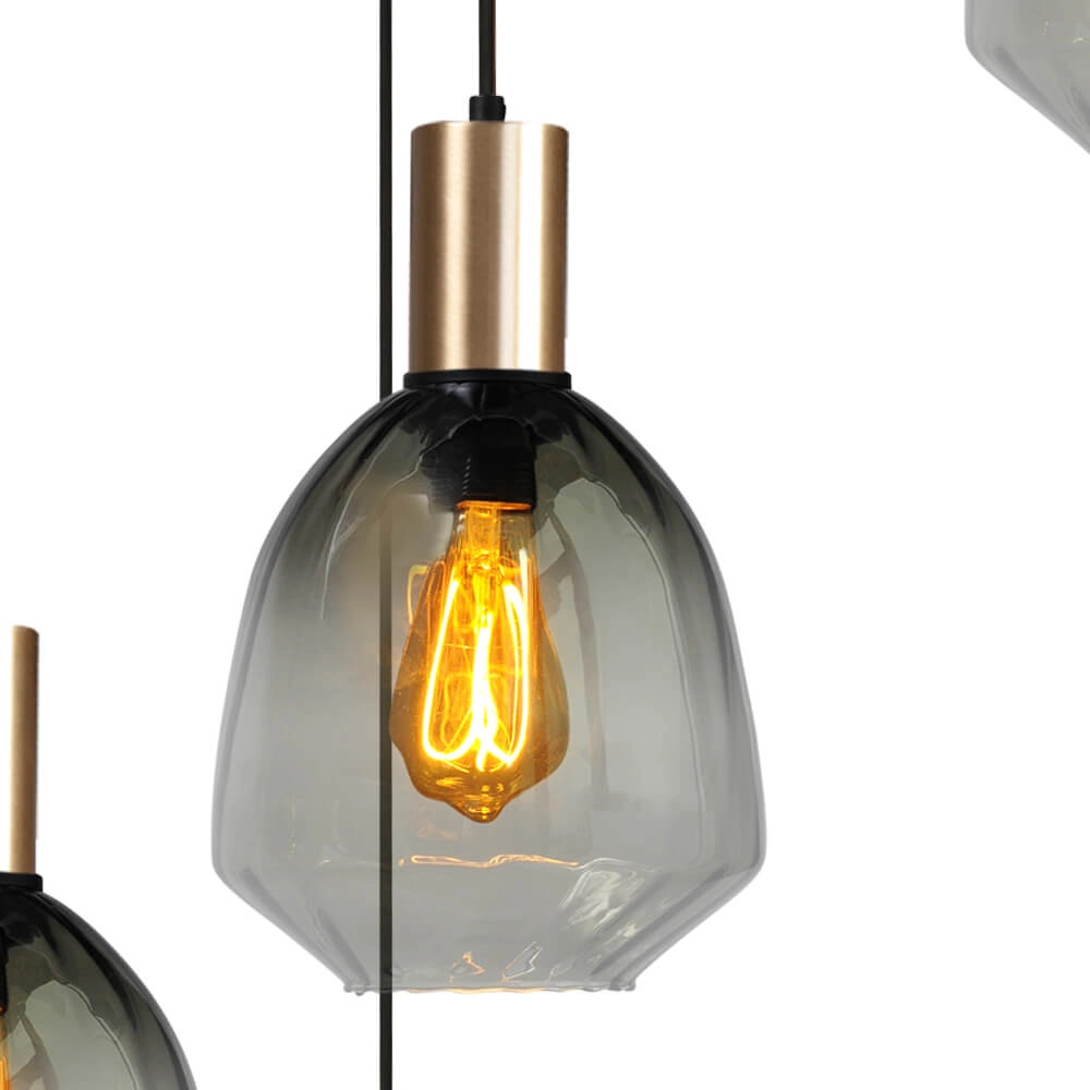 5-light loft hanging lamp - gold - Porto with Nicolette green glasses Masterlight 8718121271200