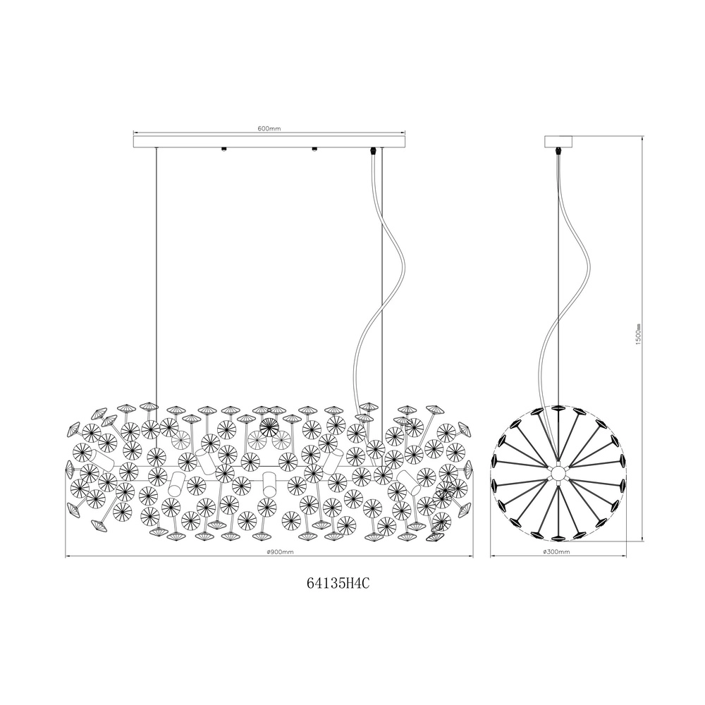 Pendant lamp Katrina chrome 90cm Globo 9007371481347