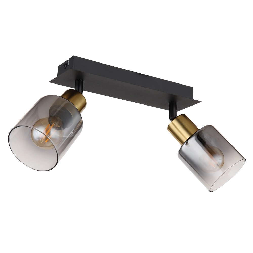 2-light ceiling lamp Hollsy black with smoke glass Globo 9007371445851
