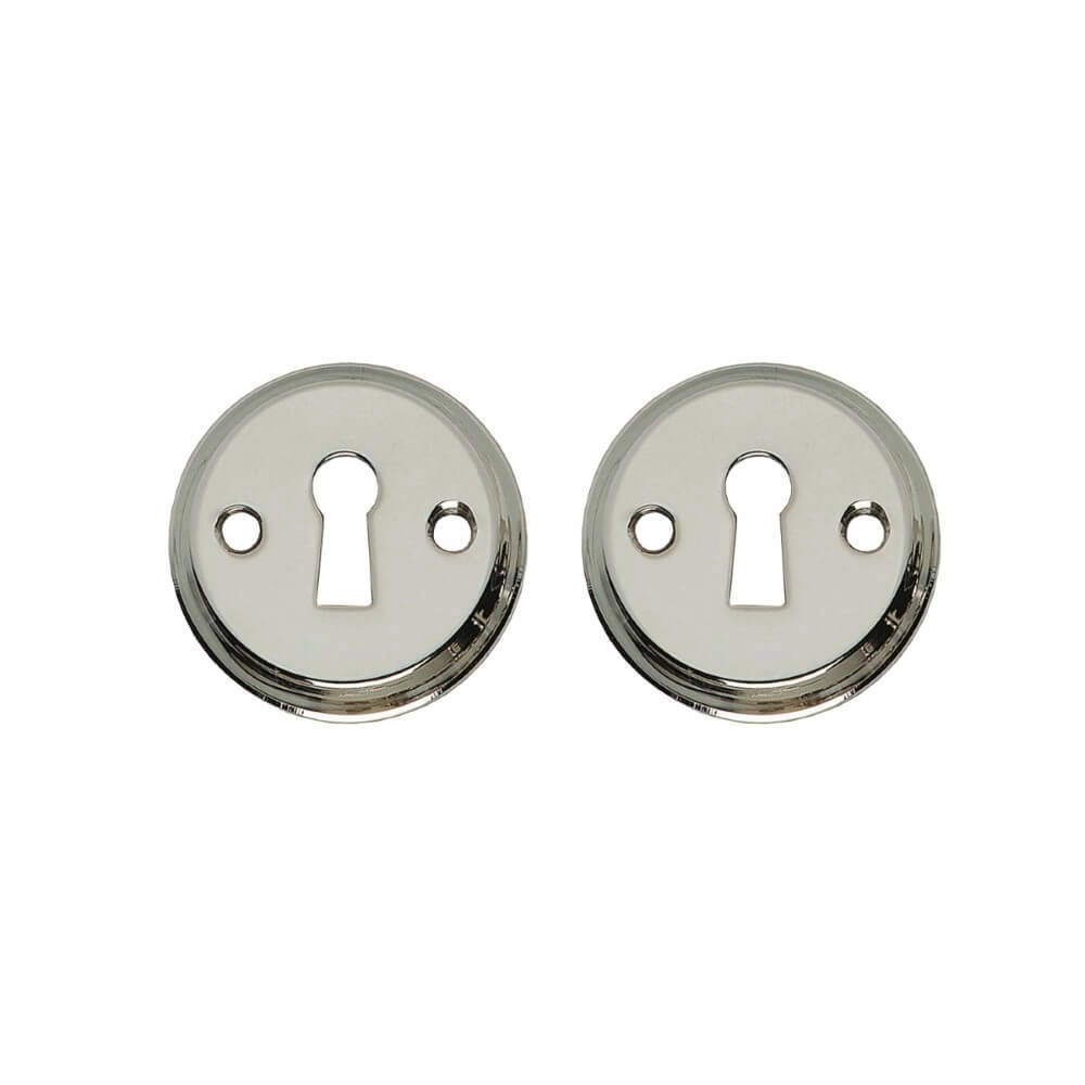 Set of 2 key rosettes Tira Round nickel screw