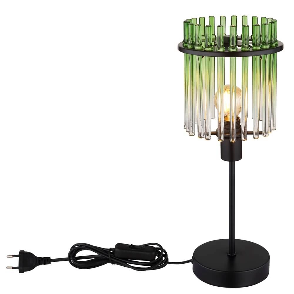 Black table lamp Gorley with green glass Ø 15cm Globo 9007371465972