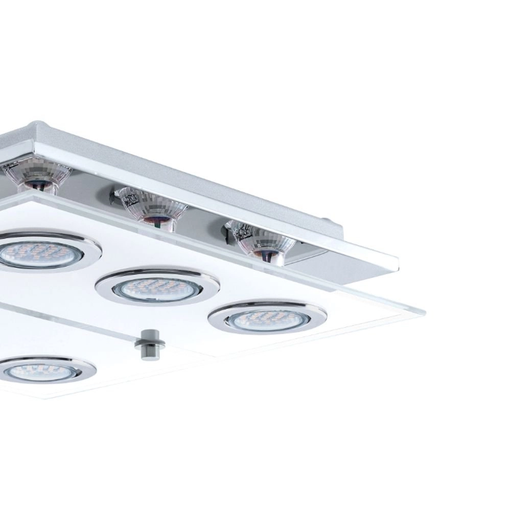 LED flush ceiling light Cabo Square 6x3w - 3000K - 34cm chrome Eglo 9002759309329