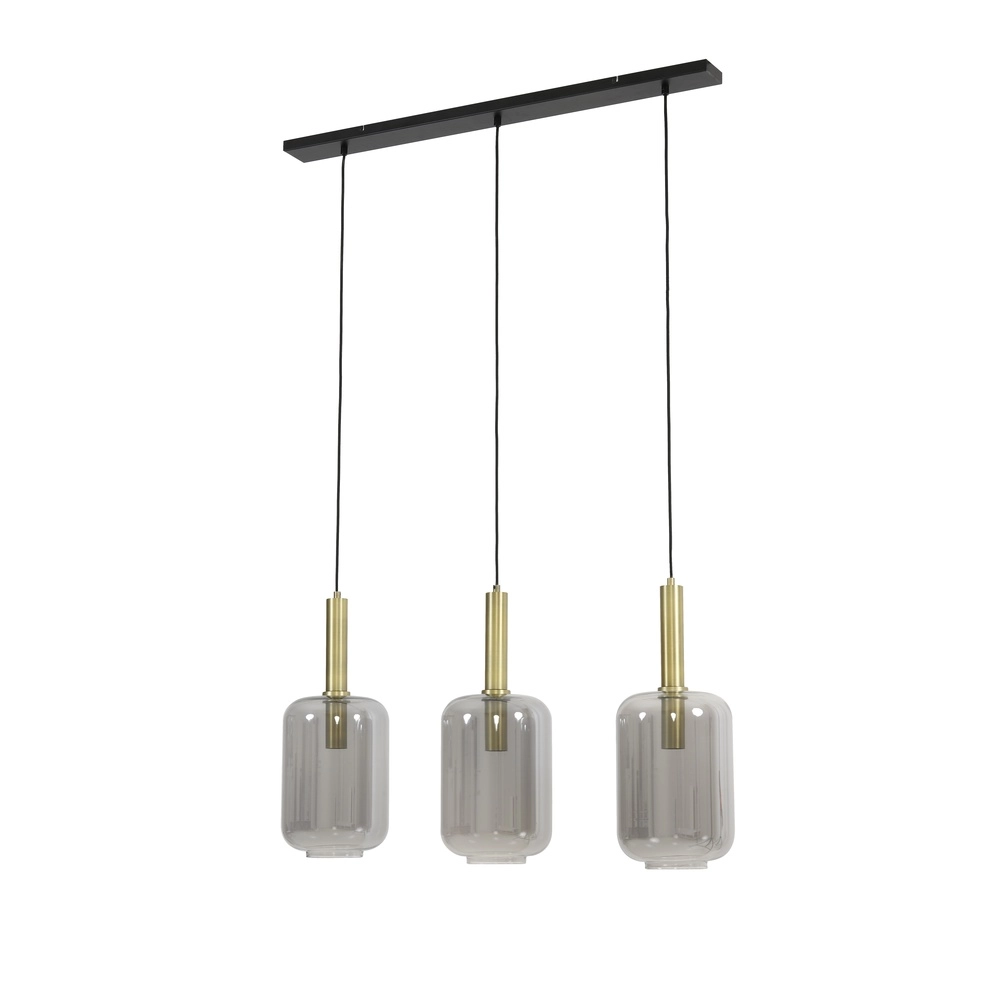 Dining table pendant lamp Lekar 3x E27 - brass with smoke glass Light & Living 8717807601454