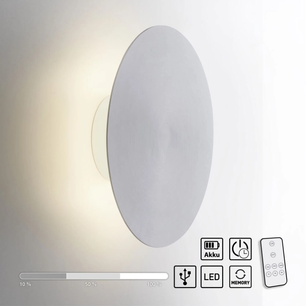 Design wall lamp Akku Puntua Ø 25cm aluminum Paul Neuhaus 4012248372531
