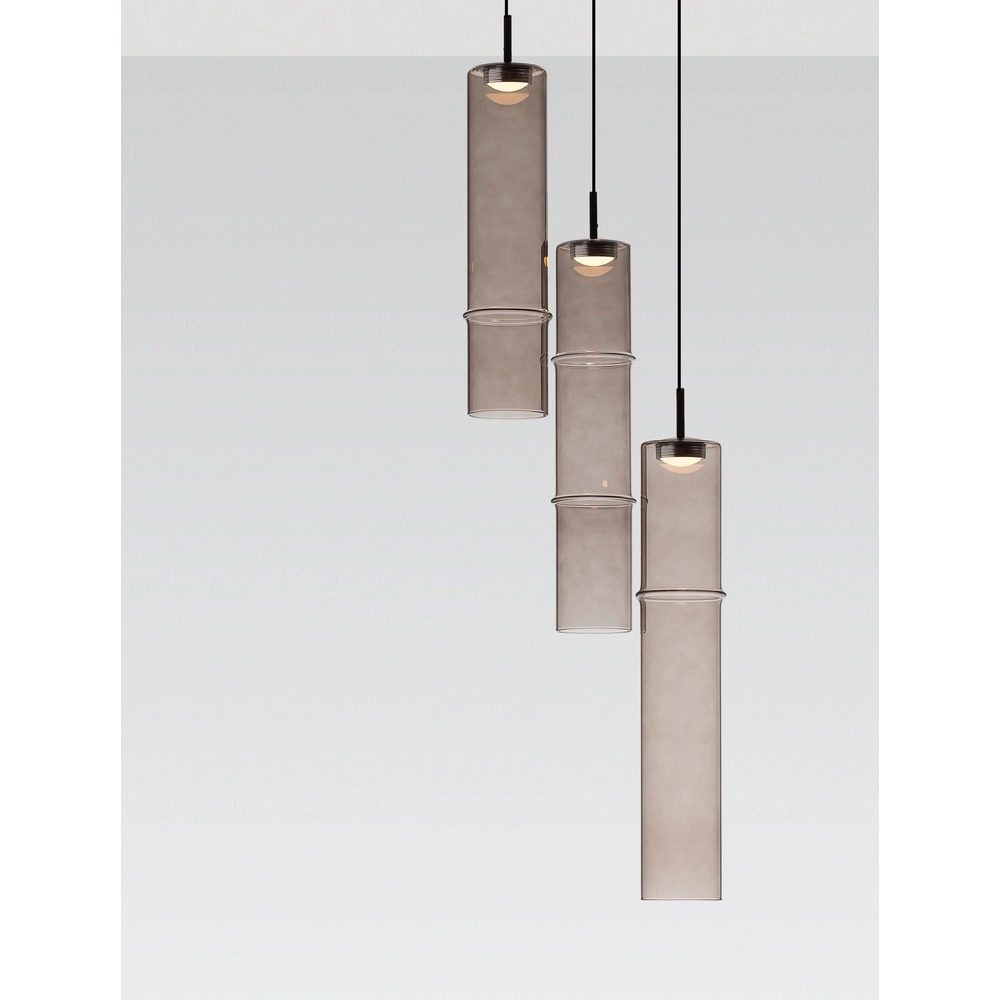 Unique pendant lamp Sano 3-light smoke glass