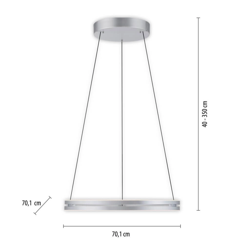 Sleek hanging lamp Pure E-Loop aluminum Ø 70cm Paul Neuhaus 4012248372302