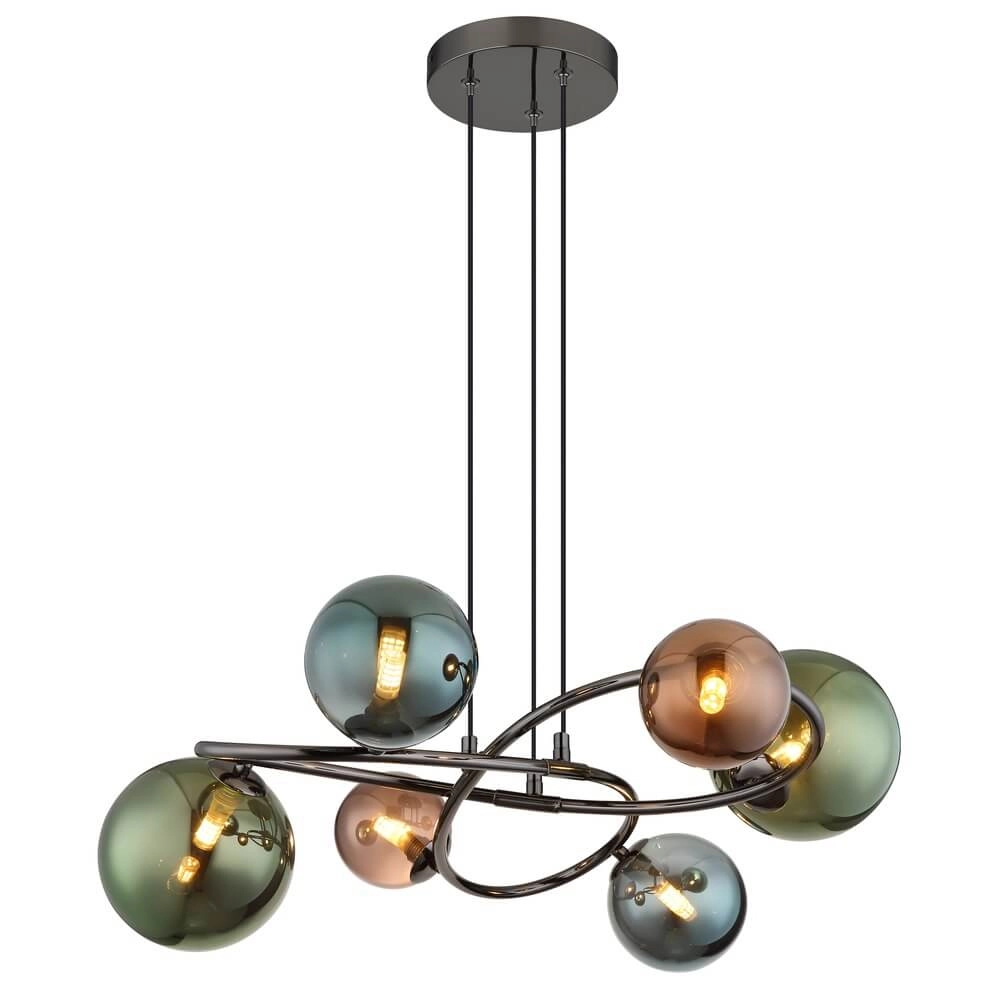 Black pendant lamp Riha Coloured glass 6-lights