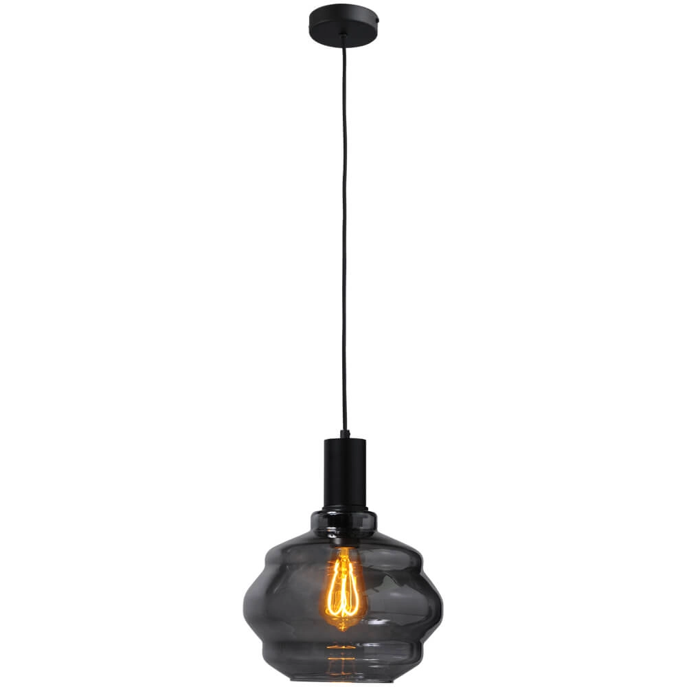 Hanging lamp black Porto with Ball smoke glass - Ø 24cm Masterlight 8718121269283