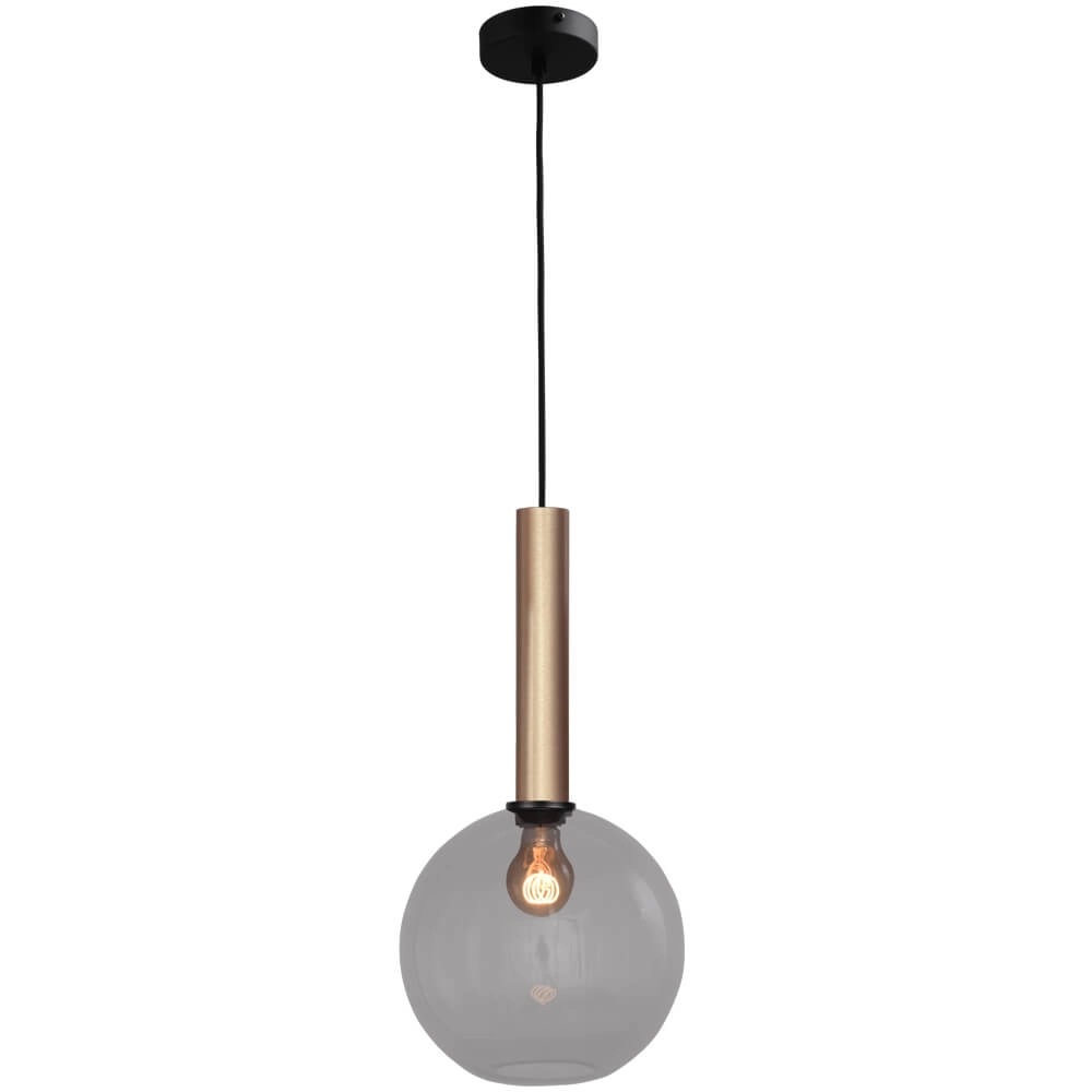 Hanging lamp Ø 25cm Bella 2 Brass gold with smoke glass