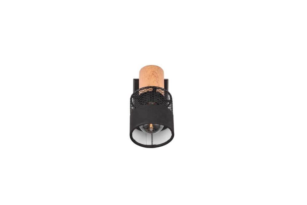 1-light surface-mounted spotlight Nandini black with wood Trio 4017807581096