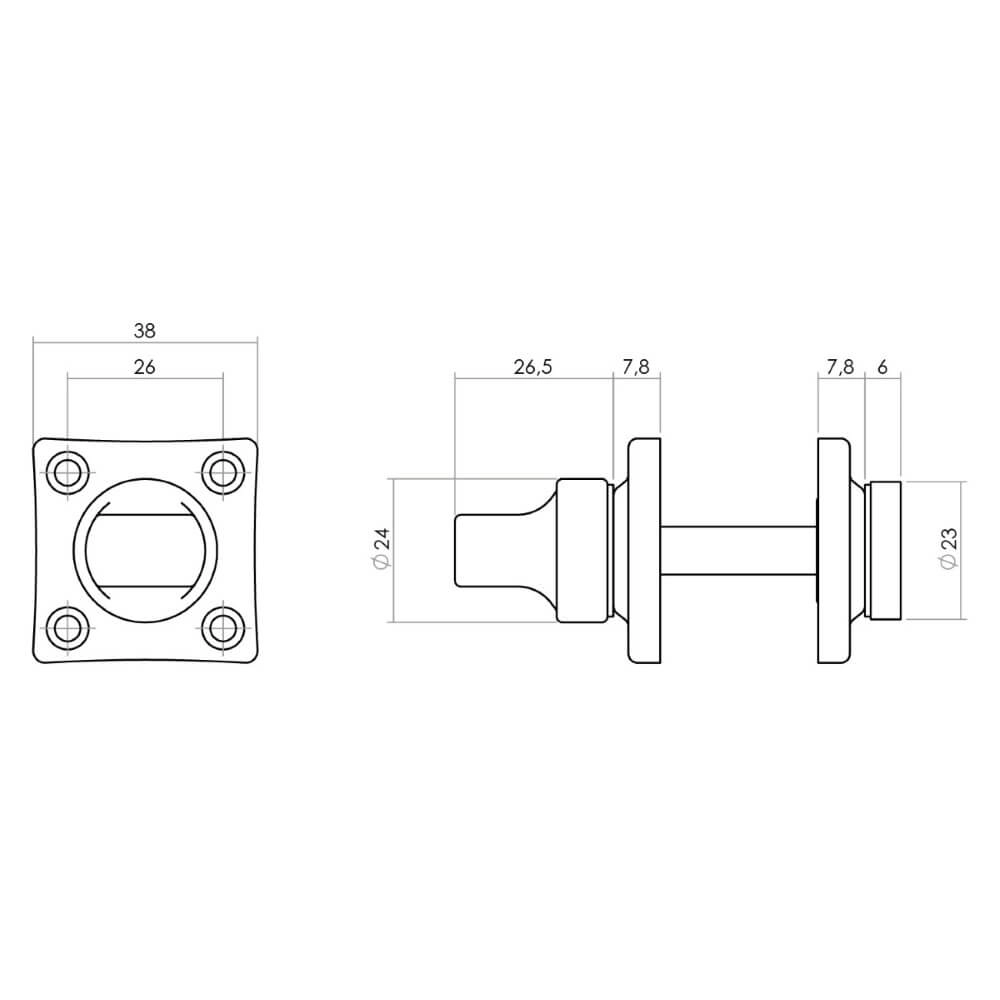 Toilet closure Tira screw hole brass tumbled square Intersteel 8714186119358