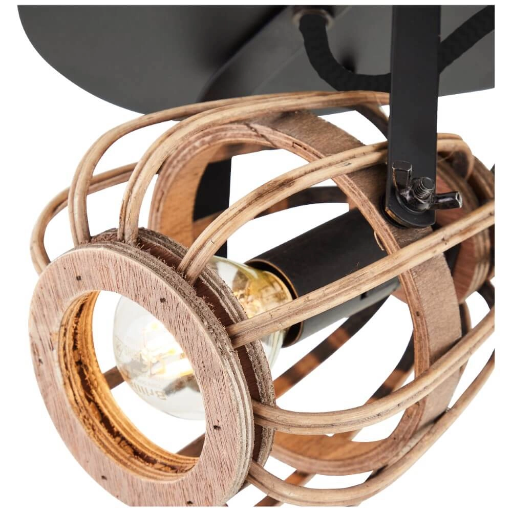 Rattan ceiling lamp Nikka 2-light black Brilliant 4004353402203